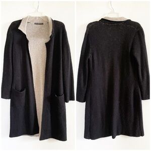 Peruvian Connection Black 100% Royal Alpaca Longline Cardigan